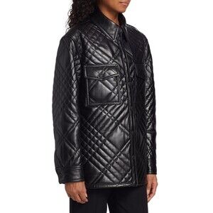 $4950 Genuine Burberry Wem Women's Lamb Leather Puffer Jacket Black Size L Italy